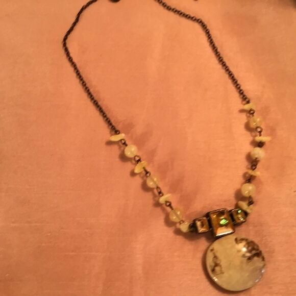 Dark Brown Metal Chain with Beads and Pendant - Picture 3 of 6